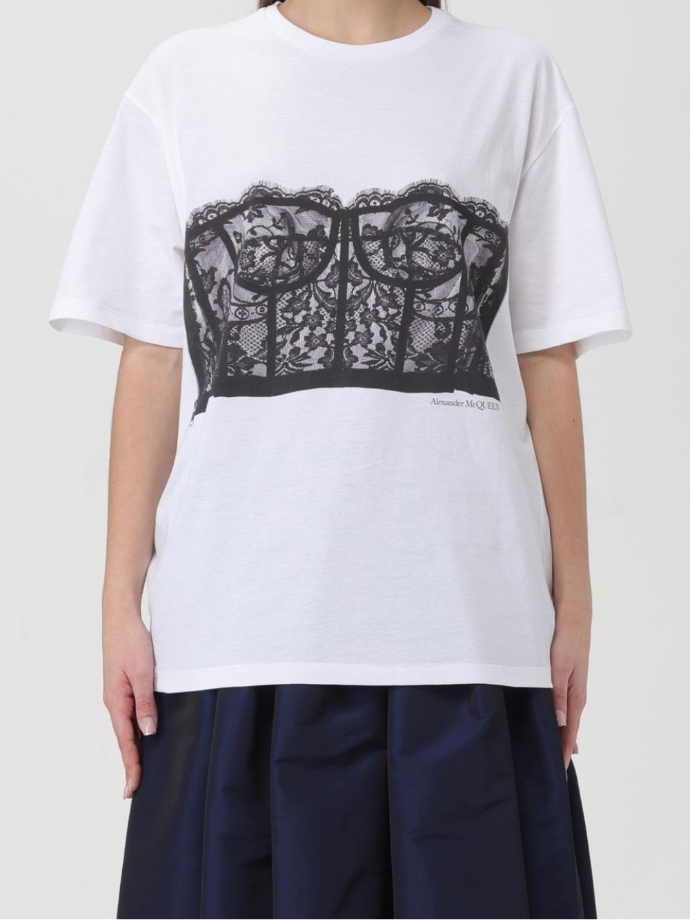 Alexander McQueen Lace Corset Graphic T Shirt